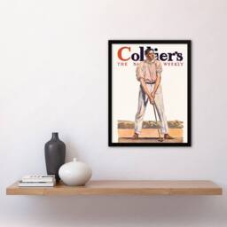 Artery8 Vintage Magazine Cover Golfer Framed Wall Art Print Edward Penfield in White - Size: A4 - thumbnail 4