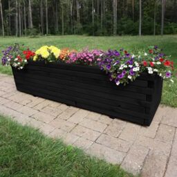 Woven Wood 1.8m Black Pine Raised Wooden Trough Planter - thumbnail 7