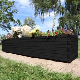 Woven Wood 1.8m Black Pine Raised Wooden Trough Planter - thumbnail 5