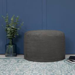 icon Milano Bean Bag Footstool Corduroy Round Pouffe in Charcoal