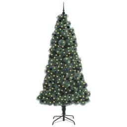 Berkfield Home Elegant Artificial Pre-lit Christmas Tree with Ball Set Green 240 cm - thumbnail 1