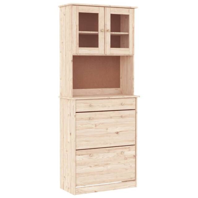 Berkfield Home Highboard ALTA 77x35x188 cm Solid Wood Pine in Natural - Size: 77 x 35 x 188 cm - image 1