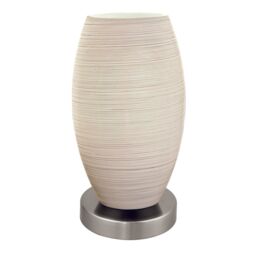 Loops Table Lamp Colour Satin Nickel Shade White Glass Wiping Technique Bulb E27 1x40W in Metallics