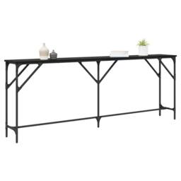 Berkfield Home Modern Console Table Black Oak 200x29x75 cm Engineered Wood - Size: 200 x 29 x 75 cm - thumbnail 1
