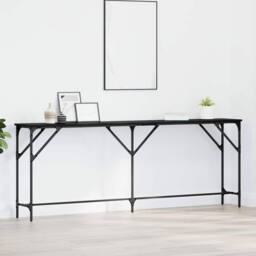Berkfield Home Modern Console Table Black Oak 200x29x75 cm Engineered Wood - Size: 200 x 29 x 75 cm - thumbnail 2