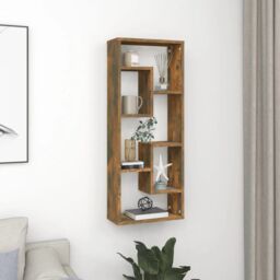 Berkfield Home Wall Shelf Smoked Oak 36x16x90 cm Engineered Wood in Brown - Size: 36 x 16 x 90 cm - thumbnail 1