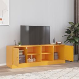 Berkfield Home TV Cabinets 2 pcs Mustard Yellow 67x39x44 cm Steel - Size: 67 x 39 x 44 cm - thumbnail 1