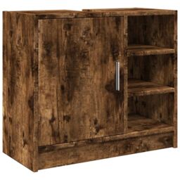 Berkfield Home Sink Cabinet Smoked Oak 63x29x55 cm Engineered Wood in Brown - Size: 63 x 29 x 55 cm - thumbnail 2
