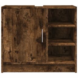 Berkfield Home Sink Cabinet Smoked Oak 63x29x55 cm Engineered Wood in Brown - Size: 63 x 29 x 55 cm - thumbnail 4