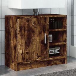 Berkfield Home Sink Cabinet Smoked Oak 63x29x55 cm Engineered Wood in Brown - Size: 63 x 29 x 55 cm - thumbnail 1