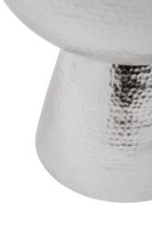 Orsina Chrome & Black Stool with Velvet Seat, Hammered Details Makeup Stool, Contemporary Ottoman Footstool in Silver - thumbnail 5