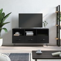 Berkfield Home TV Cabinet Black 102x36x50 cm Engineered Wood - Size: 102 x 36 x 50 cm