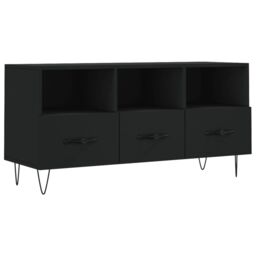 Berkfield Home TV Cabinet Black 102x36x50 cm Engineered Wood - Size: 102 x 36 x 50 cm - thumbnail 2