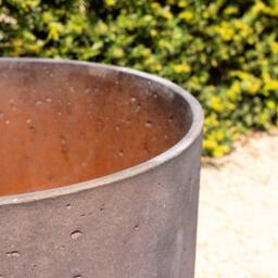 Primrose Matte Bronze Limestone Round Planter Pot with Saucer 50cm in Orange - thumbnail 3