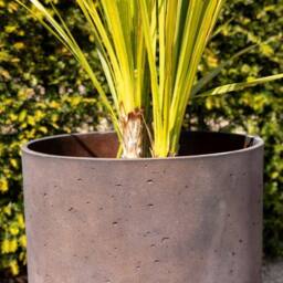 Primrose Matte Bronze Limestone Round Planter Pot with Saucer 50cm in Orange - thumbnail 2