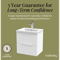Balterley Fluted Wall Hung 2 Drawer Vanity Basin Unit & Basin 500mm, Satin White - thumbnail 6