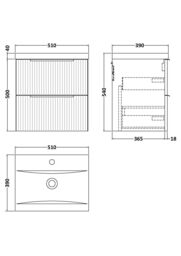 Balterley Fluted Wall Hung 2 Drawer Vanity Basin Unit & Basin 500mm, Satin White - thumbnail 8