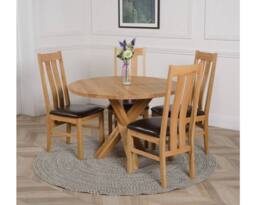 Thats Furniture Oregon Round Oak Dining Table & 4 Princeton Chairs in Brown - thumbnail 3