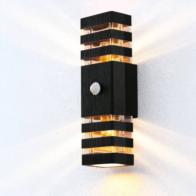 SPETLEK 6 Tier Wall Light Garden Front Door Lamp Warm White in Black - image 1