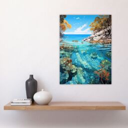 "Artery8 Serene Coral Reef Bay Artwork Scenic Turquoise Seascape Large Wall Unframed Art Poster Print Thick Paper 18X24 Inch - Size: W18"" x H24""" - thumbnail 4
