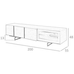 Angel Cerda Walnut TV Cabinet with LED Lighting & Black Steel in Brown - thumbnail 7