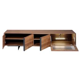 Angel Cerda Walnut TV Cabinet with LED Lighting & Black Steel in Brown - thumbnail 6