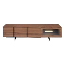Angel Cerda Walnut TV Cabinet with LED Lighting & Black Steel in Brown - thumbnail 2