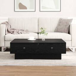Berkfield Home Coffee Table Black oak Engineered wood 90 x 90 x 28 cm - thumbnail 2