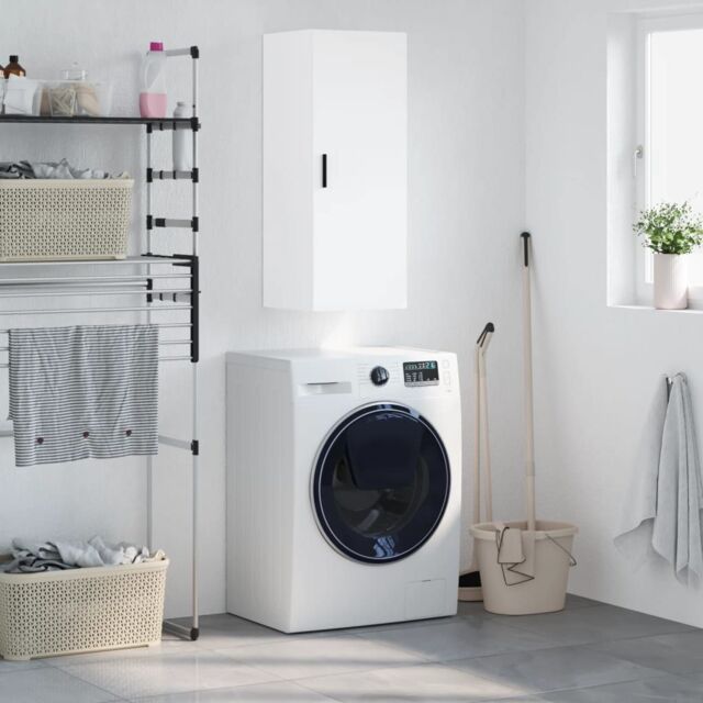 Berkfield Home Wall Mounted Cabinet White 34.5x34x90 cm - image 1