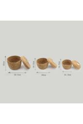 KDMD Seagrass & Cotton Round Baskets with Lids Set of 3 Natural in Brown - thumbnail 9