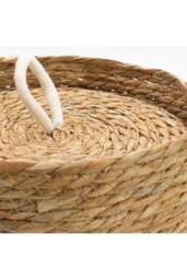 KDMD Seagrass & Cotton Round Baskets with Lids Set of 3 Natural in Brown - thumbnail 7