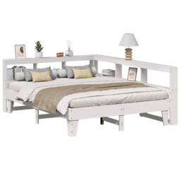 Berkfield Home Decorative Bookcase Bed without Mattress White 140x200cm Solid Wo - Size: 140x200 cm - thumbnail 2