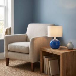 Happy Homewares Blue & White Ceramic Gloss Table Lamp Base with Tiltable Lamp Holder - thumbnail 6