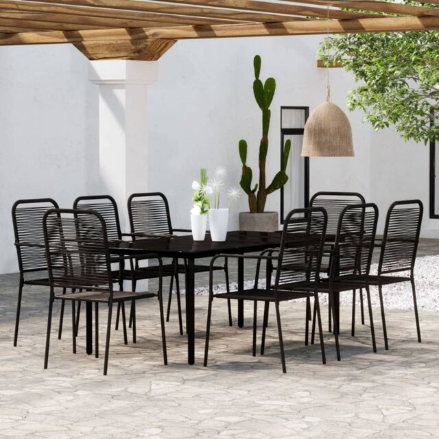 Berkfield Home 9 Piece Garden Dining Set Black - image 1