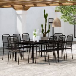 Berkfield Home 9 Piece Garden Dining Set Black - thumbnail 1