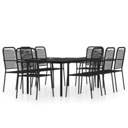Berkfield Home 9 Piece Garden Dining Set Black - thumbnail 2