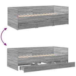 Berkfield Home Daybed w/Drawers Frame Grey Sonoma 75x190 cm Small Single - thumbnail 8