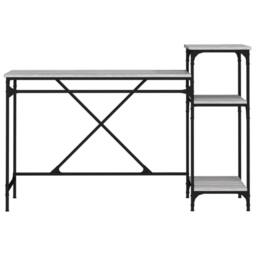 Berkfield Home Desk with Shelves Grey Sonoma 135x50x90 cm Engineered Wood&Iron - Size: 135 x 50 x 90 cm - thumbnail 5