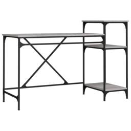 Berkfield Home Desk with Shelves Grey Sonoma 135x50x90 cm Engineered Wood&Iron - Size: 135 x 50 x 90 cm - thumbnail 1