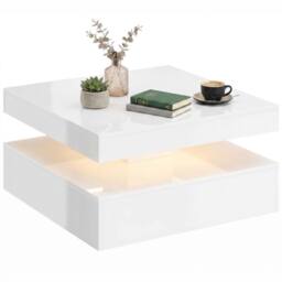 HOMCOM LED Coffee Table with Storage, Modern Centre Table, High Gloss White - thumbnail 2