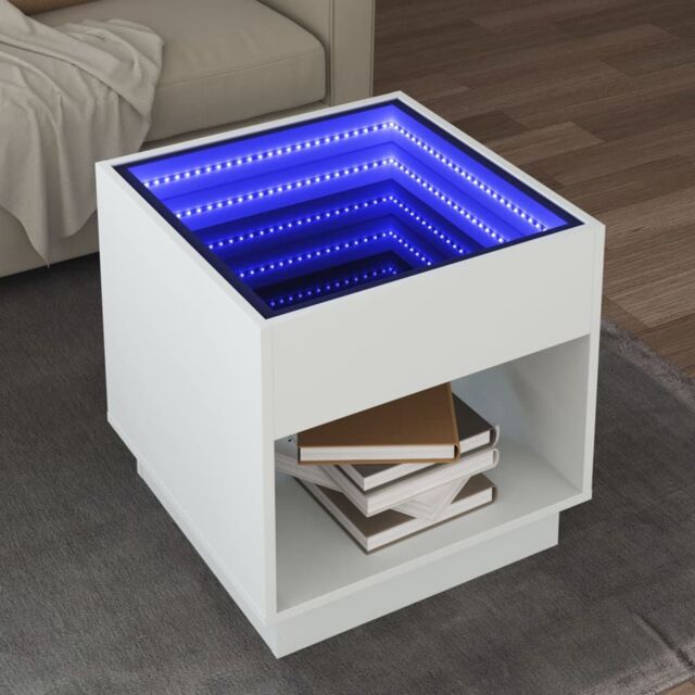 Berkfield Home Coffee Table with Infinity LED White 50x50x50 cm - Size: 50 x 50 x 50 cm - image 1