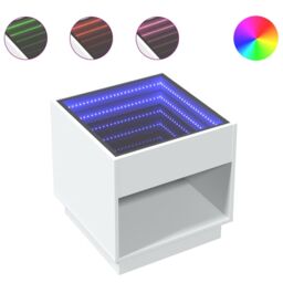 Berkfield Home Coffee Table with Infinity LED White 50x50x50 cm - Size: 50 x 50 x 50 cm - thumbnail 2