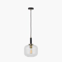 Ruma Minimalist Industrial Glass Pendant Light Industrial Hanging Ceiling Light in Black - thumbnail 1