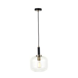 Ruma Minimalist Industrial Glass Pendant Light Industrial Hanging Ceiling Light in Black - thumbnail 6