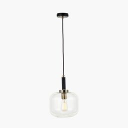 Ruma Minimalist Industrial Glass Pendant Light Industrial Hanging Ceiling Light in Black - thumbnail 2