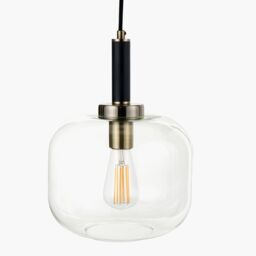 Ruma Minimalist Industrial Glass Pendant Light Industrial Hanging Ceiling Light in Black - thumbnail 4