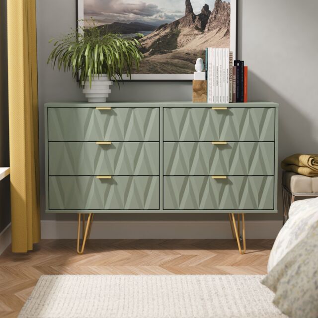 Ready Assembled 2 U Dallas 6 Drawer Wide Chest (Ready Assembled) in Pale Green - image 1