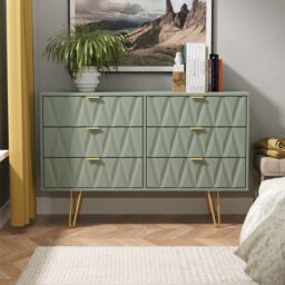 Ready Assembled 2 U Dallas 6 Drawer Wide Chest (Ready Assembled) in Pale Green - thumbnail 1
