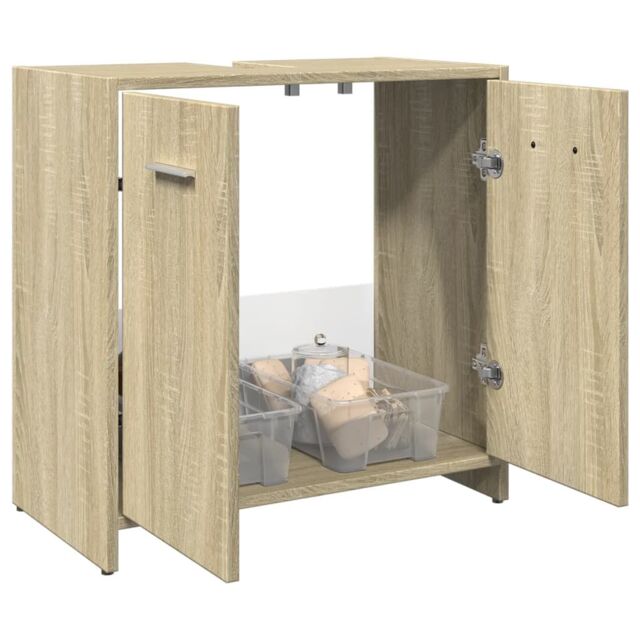 Berkfield Home Bathroom Sink Cabinet Sonoma Oak 60x33x60 cm Engineered Wood in Brown - Size: 60 x 33 x 60 cm - image 1