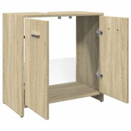 Berkfield Home Bathroom Sink Cabinet Sonoma Oak 60x33x60 cm Engineered Wood in Brown - Size: 60 x 33 x 60 cm - thumbnail 5